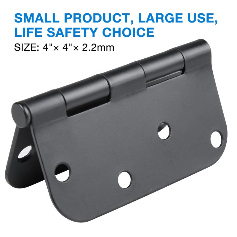 TDCHINGES 18 Pack Black Door Hinges 4 Inch x4 Rounded Heavy Duty Exterior Door Hinges Black Matte Black Hinges for Interior Doors,Front/Entry/Hinged/Steel/Barn-Style/Inside/Outside Door Hardware Hinge 8 Holes - Image 2